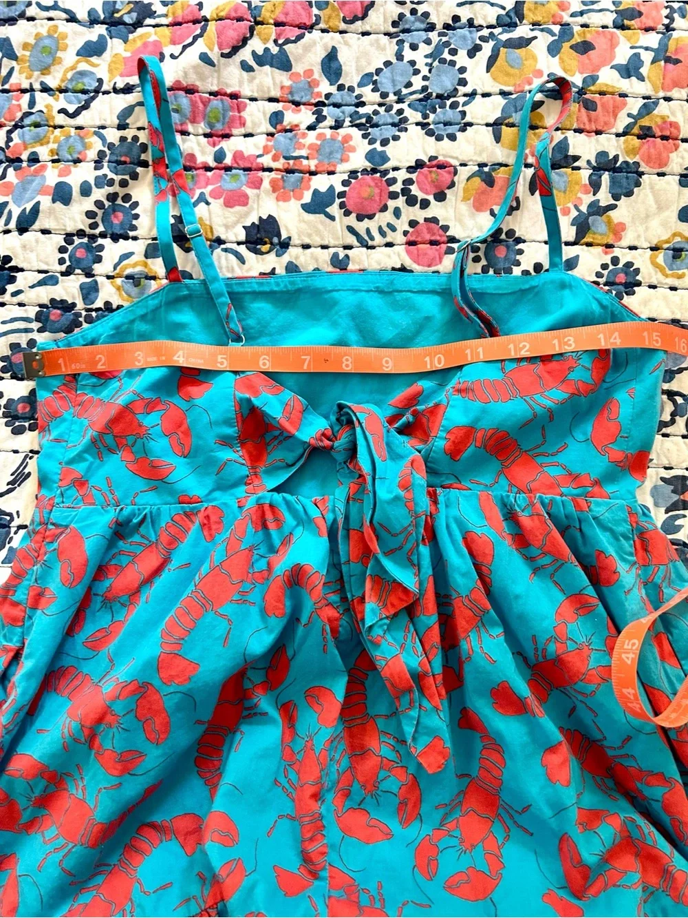 J Crew Factory, lobster Blue & Red Spaghetti-Strap Sundress Sz 6